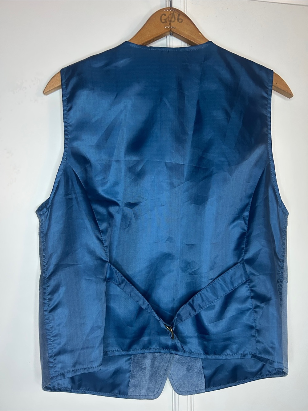 Vintage Miss Joy Blue Suede Leather Button Front Vest - Picture 7 of 10